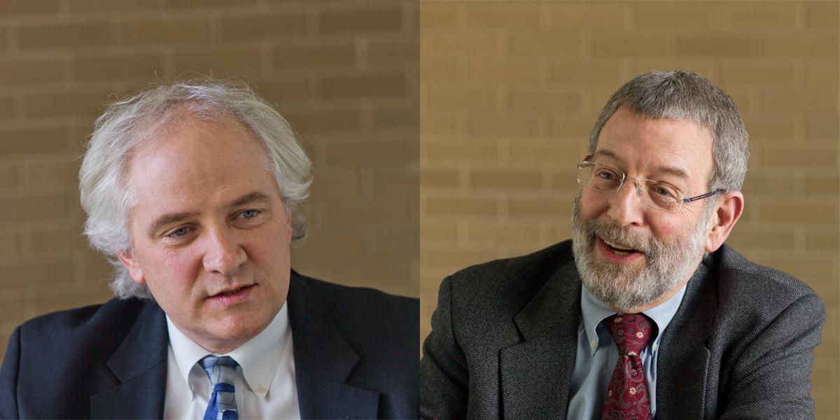 Mark Courtney (left) and Richard H. Calica, A.M. ’73 (right)